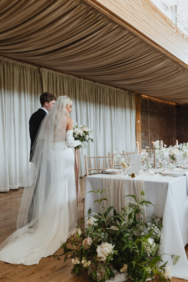 Natural candid wedding moment at Elmore Court with relaxed, editorial style